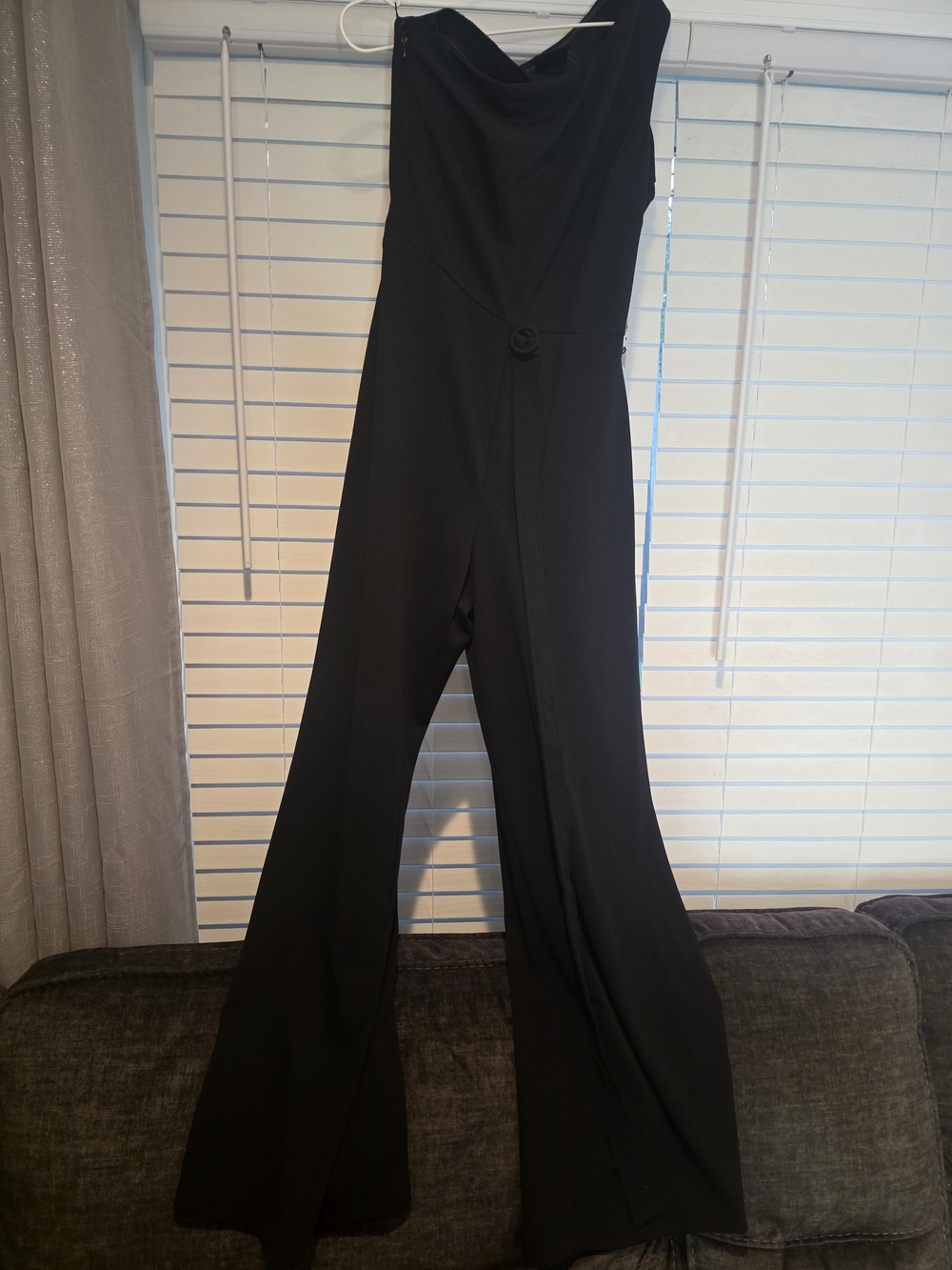 Maison Tara Black Draped Wide-Leg Jumpsuit